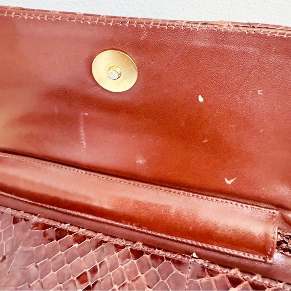 Vintage Brown Italian Snakeskin Small Bag Classic Elegant Preppy - Picture 15 of 16